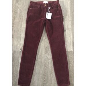FRAME Le High Skinny Pinot  Burgundy Velvet Pants Sz 24 New